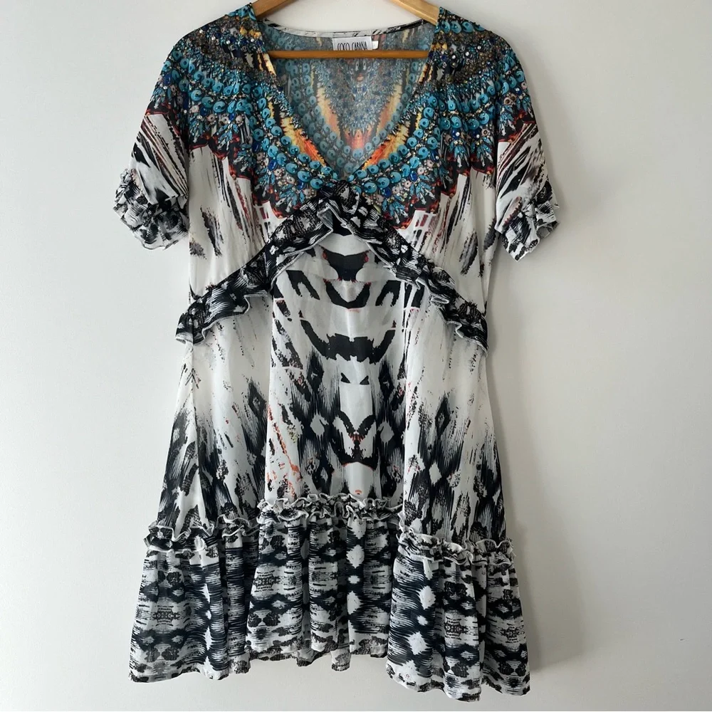 Coco Cabana Flowy Holiday Mini Dress Size M/L - Picture 1 of 6